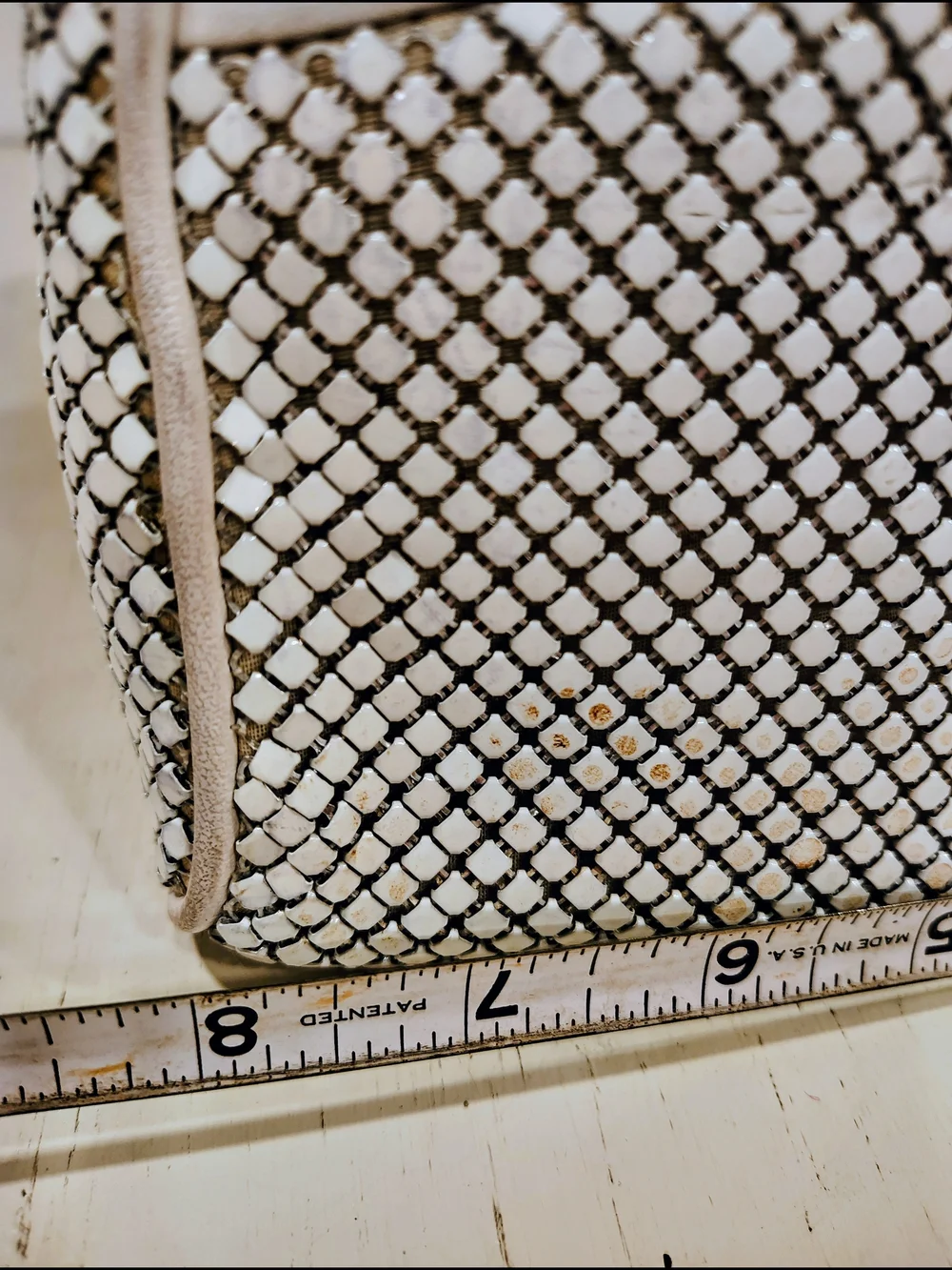 Vintage White Mesh Metal Evening Clutch Bag 1980s